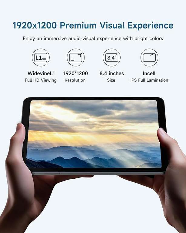 ALLDOCUBE iPlay 50 Mini Tablet Android 13, Tablet 8.4 Zoll Widevine L1, FHD 1920x1200 Incell IPS, 12(4+8) GB RAM 128GB