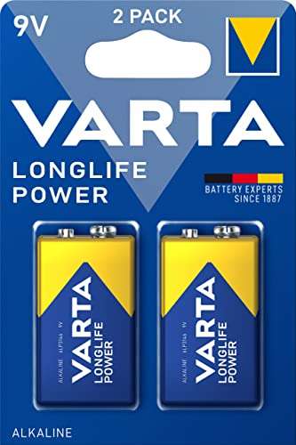 VARTA Batterien 9V Blockbatterie, 2 Stück, Longlife Power