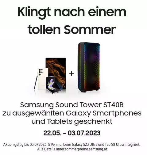 Samsung Sound Tower ST40B zu ausgewählten Galaxy Smartphones und Tablets geschenkt
