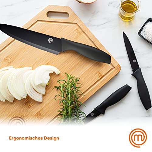 MasterChef Messerset, Küchenmesser Set mit Kochmesser, Gemüsemesser, Schälmesser, Schneidemesser & Brotmesser,