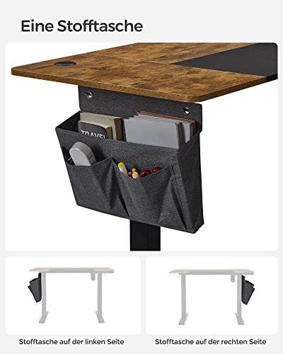 SONGMICS elektrisch Höhenverstellbarer Schreibtisch mit Tischplatte 60 x 140cm, Memory-Funktion, 4 Höhen, Auffahrschutz