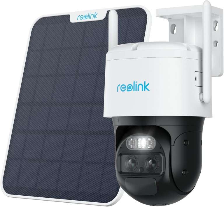 Reolink TrackMix Battery Außen-Überwachungskamera mit 6X Hybridzoom, Dual Lens, 360° Ansicht, Auto-KI-Erkennung, Farbnachtsicht + Solarpanel