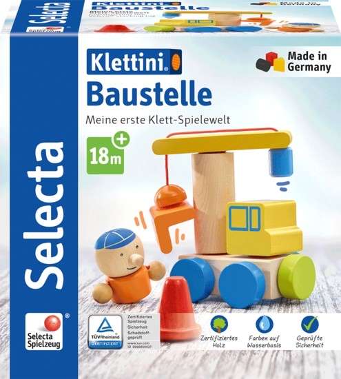 Selecta 62075 Klettini, Baustelle, Klett-Stapelspielzeug, 8 Teile
