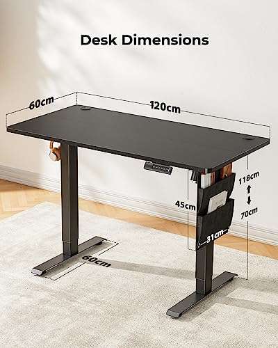 Marsail Höhenverstellbarer Schreibtisch, 120 x 60 cm / in schwarz für 135,27€ statt 235,27€ inkl. Versand