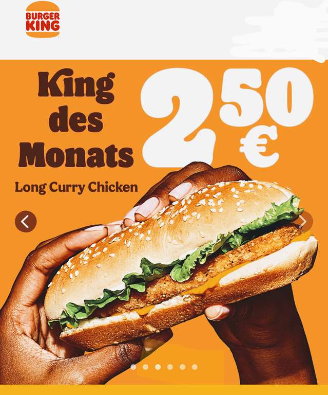 Burger King: King des Monats Jänner ~ "Long Curry Chicken" um 2,50 (kombinierbar mit den aktuellen Gutscheinen bis 27.1)