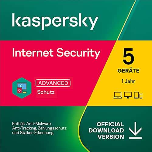 Kaspersky Internet Security 2022 | 5 Geräte | 1 Jahr | PC/Mac/Mobile | Aktivierungscode per Email