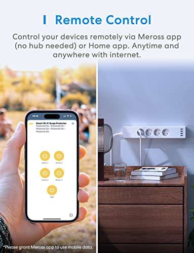 Meross WLAN Mehrfachsteckdose mit 4 Strom & 4 USB Stecker, Apple Home Kit, Alexa und Google Unterstützung