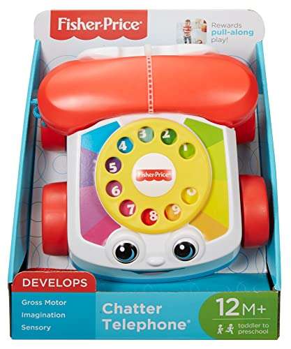 Mattel Fisher-Price "Plappertelefon" (Motorikspielzeug mit Geräuschen für Babys ab 12 Mo)