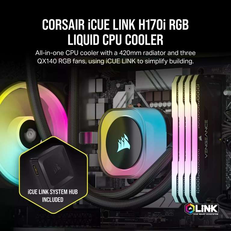 Corsair iCUE LINK H170i RGB - 420 mm AiO Wasserkühlung für den PC