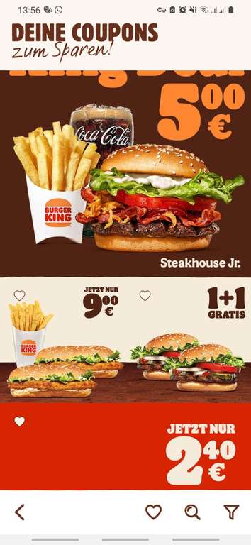 Burger King App Gutscheine 1+1Gratis
