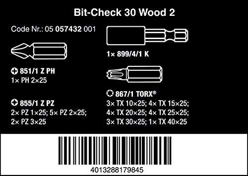 Wera Bit-Check 30 Wood 2 Bitset, 30-tlg.