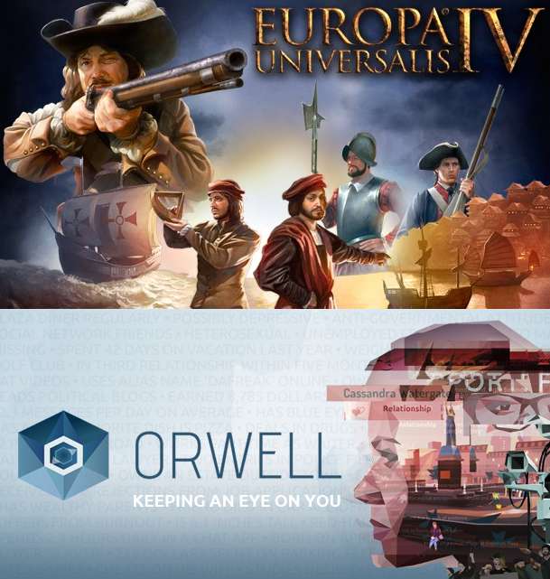 "Europa Universalis IV" und "Orwell: Keeping an Eye on You" (PC) gratis im Epic Games Store ab 10.8. 17 Uhr