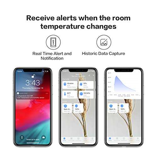 Aqara Temperatur- und Feuchtigkeitssensor, Kabelloses Hygrometer-Thermometer, Kompatibel mit Apple HomeKit, Alexa, IFTTT