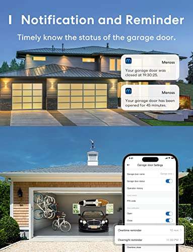 Meross MSG100HK Smart Garagentoröffner kompatibel mit HomeKit, Alexa, Google Home und SmartThings