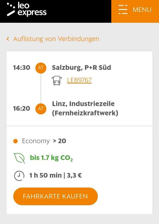 Salzburg - Linz um 3,30€!
