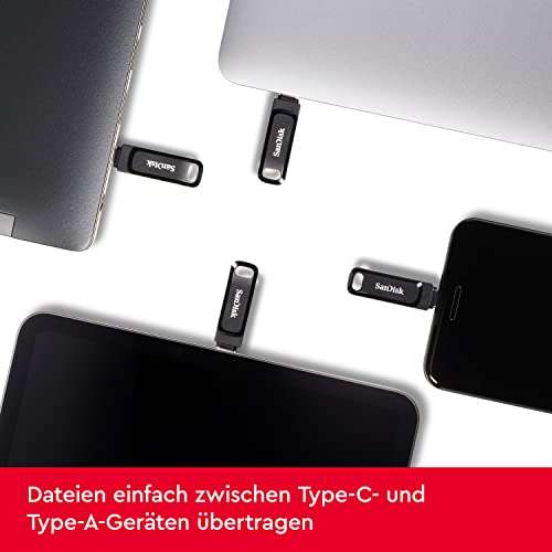 SanDisk Ultra Dual Drive Go, schwarz, 128GB, USB-C 3.0/USB-A 3.0