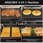 AMZCHEF 4-IN-1 Maschine (Kontaktgrill, Griddle, Waffeleisen, Sandwichmaker) - 2000W XXL