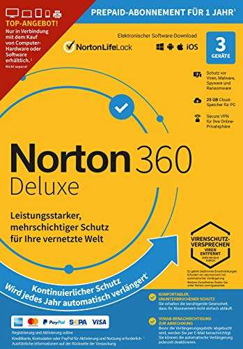 NortonLifeLock Norton 360 Deluxe, 3 User, 1 Jahr, ESD (deutsch) (Multi-Device)