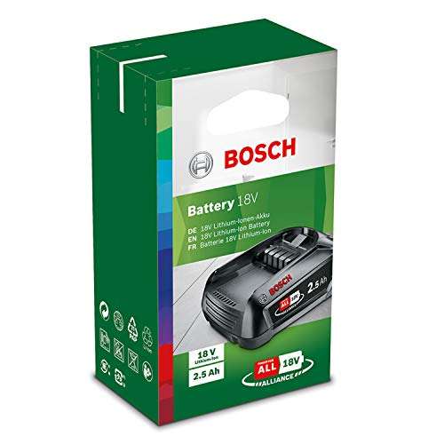 Bosch 18 Volt Ersatz Akku (2,5 Ah, kompatibel mit grünen Bosch Home & Garden 18 Volt Geräten) WHD "Wie neu" bis "sehr gut"