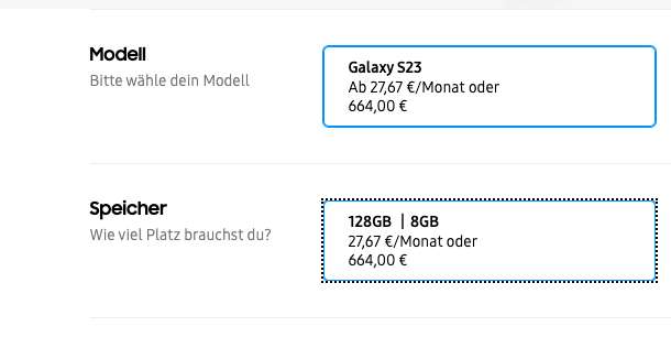 (Studentenangebot) Samsung Galaxy S23 für 664€