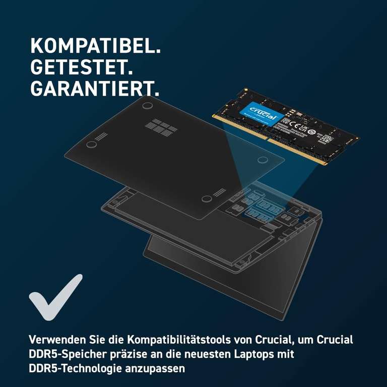 Crucial SO-DIMM Kit 16GB, DDR5-4800, CL40-39-39, on-die ECC