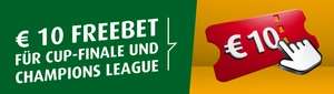 Tipp3: € 10 Freebet nach 10 EUR-Wette mit 1,5er für Cup-Finale oder CL