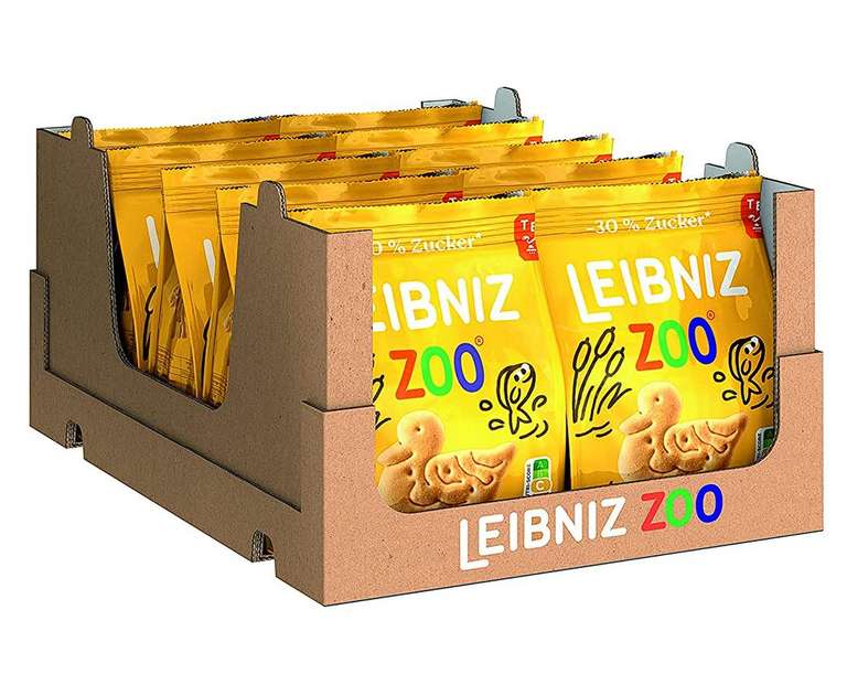 12x 125g Leibniz Zoo, Butterkeks in Tierform, -30% Zucker