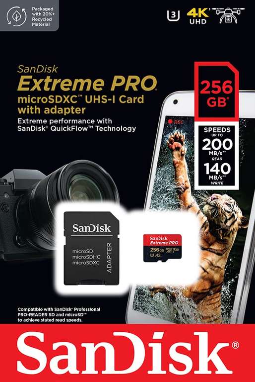 SanDisk Extreme PRO R200/W140 microSDXC 256GB Kit