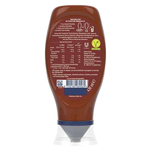 Hellmann's Tomaten Ketchup Zuckerreduziert im Squeezer vegan, 8x 430ml