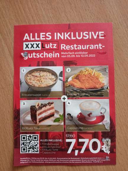 XXXLUTZ - Suppe, Schnitzel, Nachspeise und Kaffee