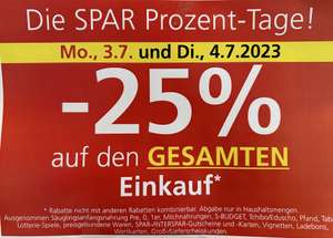 [Lokal] SPAR Supermarkt Brixlegg -25% auf den gesamten Einkauf (Wegen Umbau)