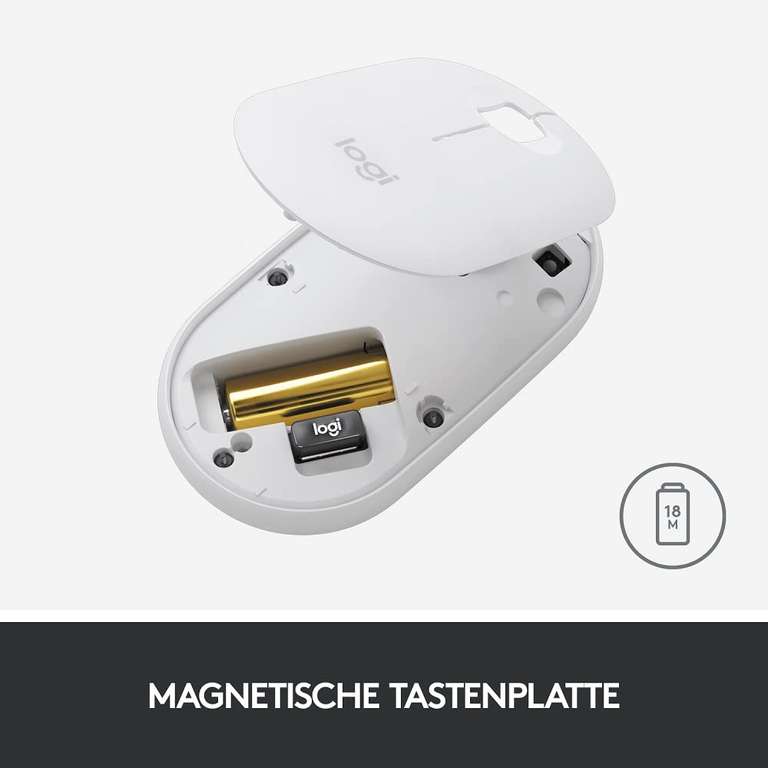 Logitech M350 Pebble Maus, Bluetooth und 2.4 GHz Verbindung via Nano USB-Empfänger, 18-Monate Akkulaufzeit, 3 Tasten
