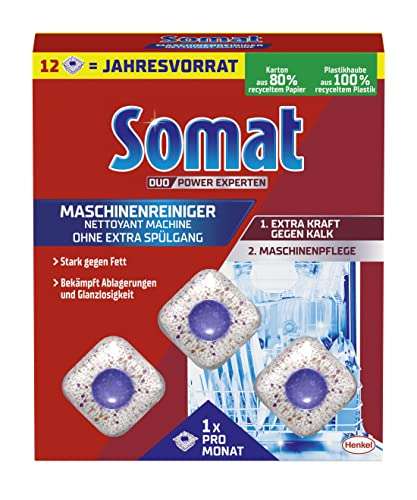 Somat Maschinenreiniger Tabs Anti-Kalk (12 WL = Jahresvorrat), Spülmaschinenreiniger für monatlichen Gebrauch