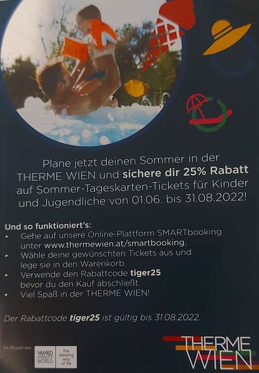 Therme Wien 25% Sommer Tageskarte für Kinder