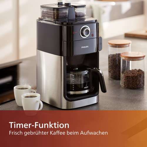 Philips "HD7769/00" Filterkaffeemaschine mit Mahlwerk mit 1.2-Liter-Glaskanne + Duo Bohnen Behältnis