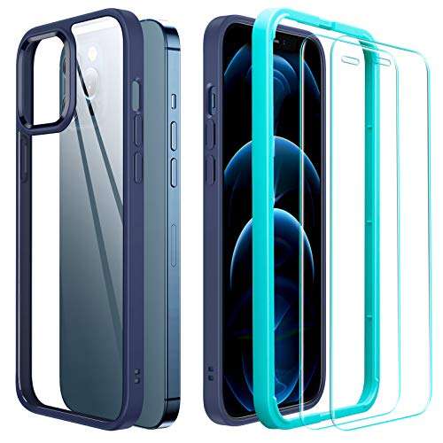 ESR iPhone 12 Pro Max Hülle Blau oder Klar und 2 Pack Screen Protectors