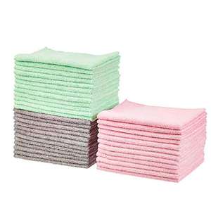 Amazon Basics Mikrofaser-Putztücher, grün und rosa, 48er-Pack