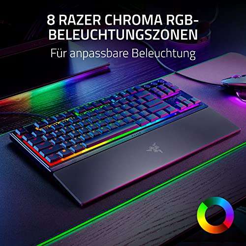 Razer Ornata V3 X - Flache Membran-Tastatur mit Chroma RGB (Lautlose Membran-Switches, Ergonomische Handballenauflage) QWERTZ