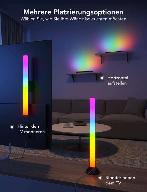 Govee RGBIC LED Lightbar, TV Hintergrundbeleuchtung, für 45-70 Zoll, 3 Platzierungsoptionen