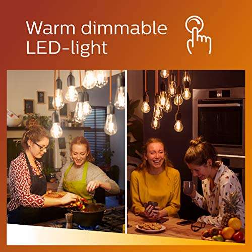 Philips LED Classic E27 Warmweiß Lampe, 60 W, Tropfenform, dimmbar