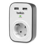 Belkin SurgeCube USB-Steckdose und Überspannungsschutz, 1 Weg/1 Stecker mit Überspannungsschutz und 2x USB