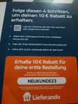 Lieferando: 10€ Rabatt auf die erste Bestellung mit Code NEUKUNDE23 (Mindestbestellwert 15€) anscheinend auch für Bestandskunden