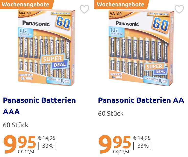 Panasonic Alkaline Batterien AA oder AAA