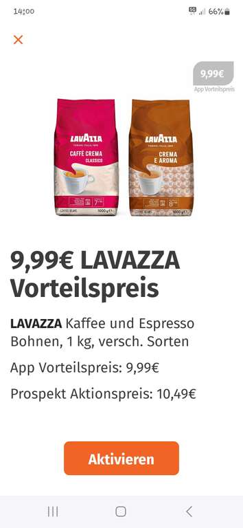 Lavazza Caffè Crema und Espresso 1kg 9.99€ beim Müller (Coupon aktivieren)