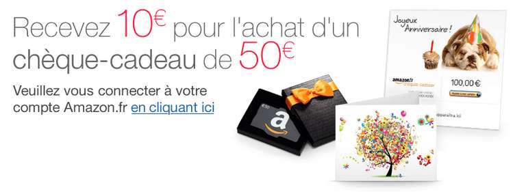 [Amazon.fr] 10€ Gutschein beim Kauf eines 50€ Gutscheins ( teilnahmeberechtigte Kunden)