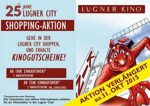 2 Gratis Lugner-Kinotickets für euren Einkauf in der Lugner City
