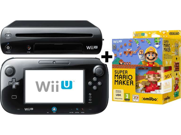 [Saturn] Tagesdeal: NINTENDO UE Wii U Limited Edition Super Mario Maker Premium Pack + Gratis SET Amiibo Karten um 266€