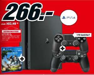 [Lokal Mediamarkt St.Pölten] SONY PlayStation 4 Slim Konsole 1 TB (CUH-2016B) + Horizon Zero Dawn + 2ten Dual Shock Controller für 266,-€