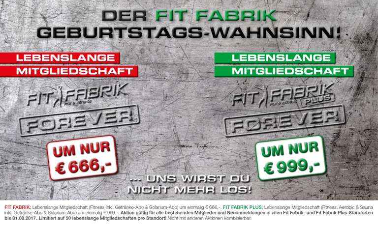 Fit Fabrik: Lebenslange Fitness-Mitgliedschaft ab 666€