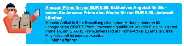 Amazon Prime - eine Woche für 0,99 Euro - für ausgewählte Kunden?